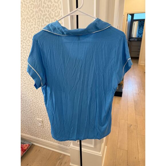 Eberjey Women's Cornflower Blue White Gisele Modal Relaxed Shortie PJ Set Size M - Picture 4 of 8